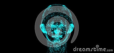 Network Plexus Connection Net On Human Face Stock Photo