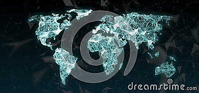 Network Plexus Connection Net On World Map Stock Photo
