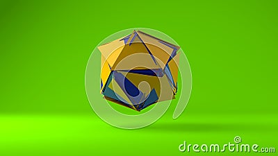 3D rendering of an abstract polyhedron. Plato`s body is torn apart. The polyhedron fragments are randomly arranged in space Stock Photo