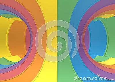 3d rendering. Abstract rainbow Colorful Round circular curve hole way background Stock Photo