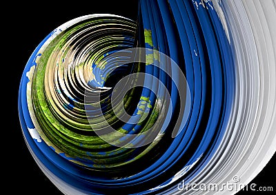 A 3D rendering of abstract spiral object with earth color texture Stock Photo