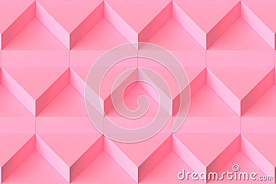 3d rendering abstract triangle modular step connection minimal pink background Stock Photo