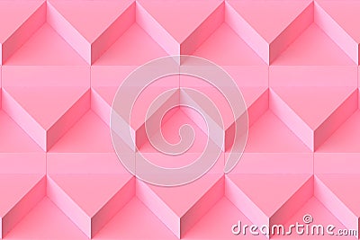 3d rendering abstract triangle modular step connection minimal pink background Stock Photo