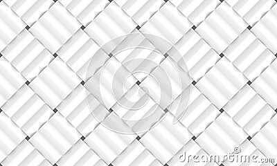 3d rendering. Abstract weaving diagonal modern white square shape pattern wall background. Stock Photo