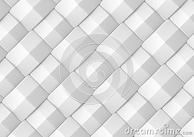 3d rendering. Abstract weaving diagonal modern white square shape pattern wall background Stock Photo