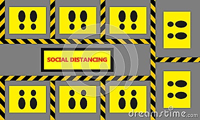3d rendering. Aerial view of Social Distancing design Floor for elevator or small place during Covid 19 or Corona virus Epidemic Stock Photo
