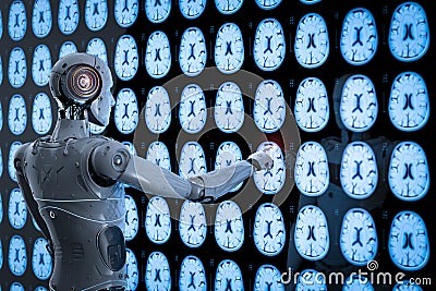 Robot analyze x-ray brain Stock Photo