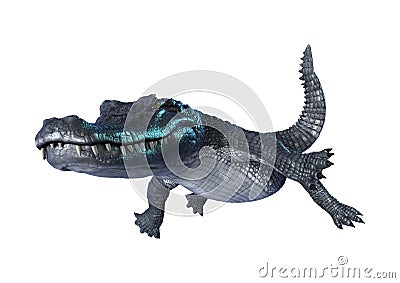 3D Rendering Alligator Caiman on White Stock Photo