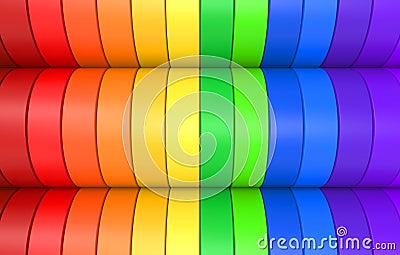 3d rendering. alternate rainbow colorful lgbt curve panel design banner wall background Stock Photo