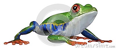 3D Rendering Amazon Tree Frog on White Stock Photo