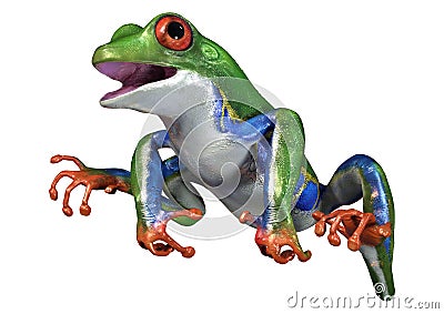 3D Rendering Amazon Tree Frog on White Stock Photo