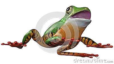 3D Rendering Amazon Tree Frog on White Stock Photo