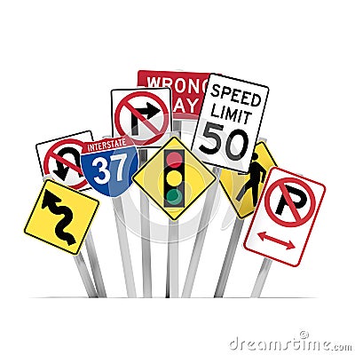 3D rendering american road signs Stock Photo