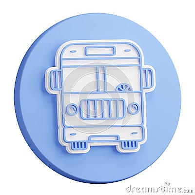 3D rendering of American school bus. September 1 is Beginning of school year. Realistic blue white PNG illustration isolated on Cartoon Illustration