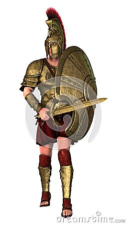 3D Rendering Ancient Greek Soldier on White Stock Photo