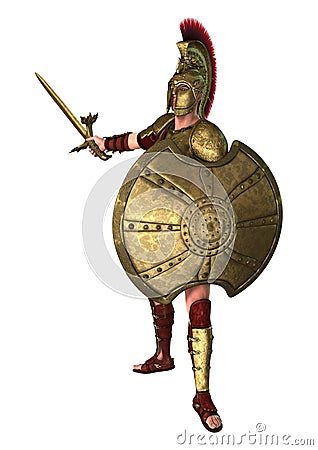 3D Rendering Ancient Greek Soldier on White Stock Photo