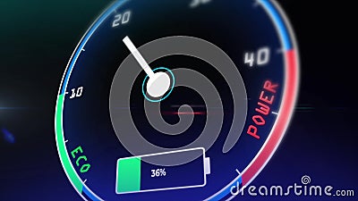 3D rendering animation. Electric car dashboard display. Electric car charging indicating the progress of the charging Stock Photo