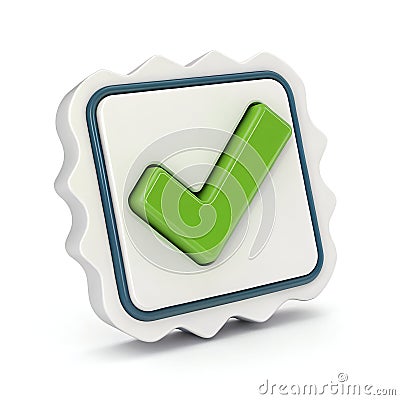 3D Rendering Approval Sign Icon Check Mark Sign UI Icon Isolated on White Background Stock Photo