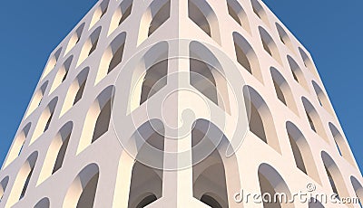 3d rendering. Arch hallway geometric background, architectural corridor, arch columns, empty wall. ancient housing Banner for Stock Photo