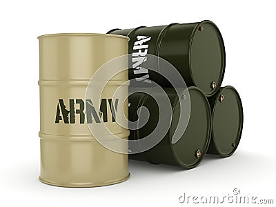 3D rendering army barrels Stock Photo