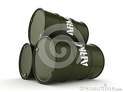 3D rendering army barrels Stock Photo