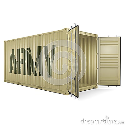 3D rendering army container Stock Photo