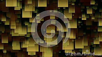 3D rendering of an array of square stickers. Stickers of different sizes in space Stock Photo