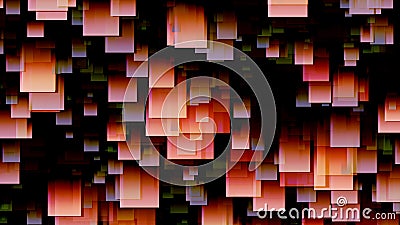 3D rendering of an array of square stickers. Stickers of different sizes in space Stock Photo