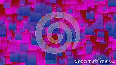 3D rendering of an array of square stickers. Stickers of different sizes in space Stock Photo