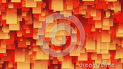 3D rendering of an array of square stickers. Stickers of different sizes in space Stock Photo