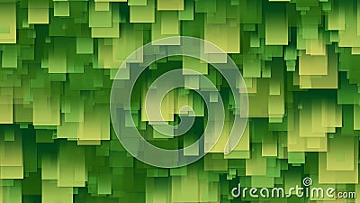 3D rendering of an array of square stickers. Stickers of different sizes in space Stock Photo