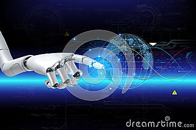3D rendering. Artificial intelligence,AI research of robot and cyborg development for future. Stock Photo
