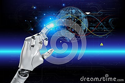 3D rendering. Artificial intelligence,AI research of robot and cyborg development for future. Stock Photo