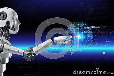 3D rendering. Artificial intelligence,AI research of robot and cyborg development for future. Stock Photo
