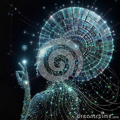 3d rendering of artificial intelligence concept with AI and circuit board, generative ai Stock Photo