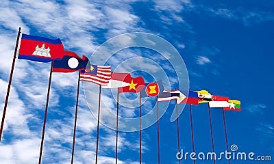 3d rendering ASEAN flag Stock Photo