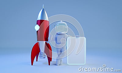 3d rendering Astronaut holding billboard saying good Stock Photo