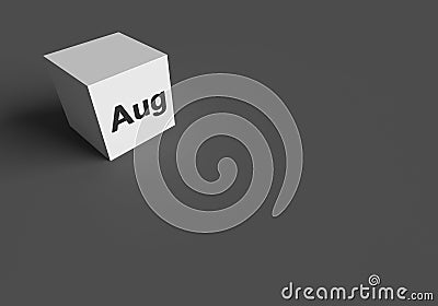 3D RENDERING OF `Aug` ABBREVIATION OF AUGUST Stock Photo