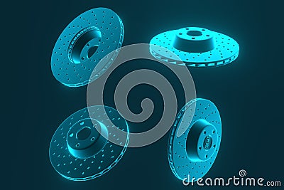 3D rendering. Auto spare parts for car, brake disk Stock Photo