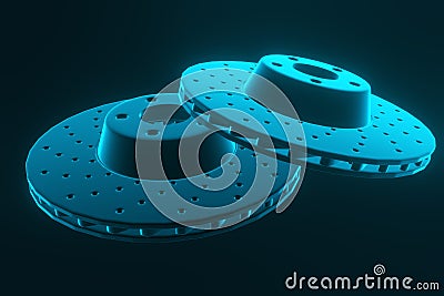 3D rendering. Auto spare parts for car, brake disk Stock Photo