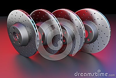 3D rendering. Auto spare parts for car, brake disk on white background Stock Photo