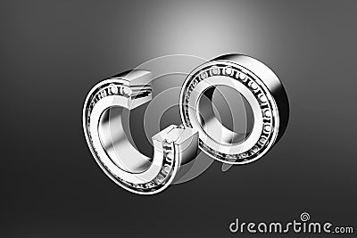 3D rendering. Automotive bearings auto spare parts. Tapered roller bearing Stock Photo