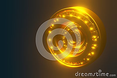 3D rendering. Automotive gold bearings auto spare parts. Tapered roller bearing Stock Photo