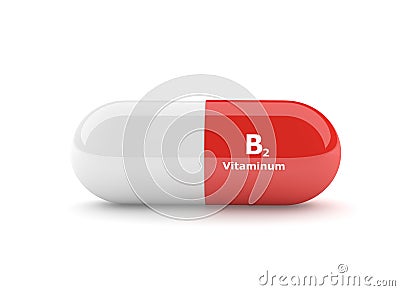 3d rendering of B2 vitamin pill over white Stock Photo