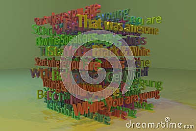 3D rendering. Background abstract CGI typography, motivation rel Cartoon Illustration