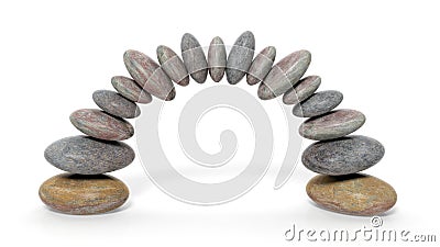 3D rendering of balancing stones forming an arch Stock Photo