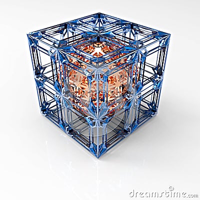 3D rendering. Ball in a cube. Stock Photo