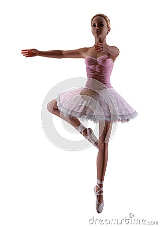 3D Rendering Ballerina on White Stock Photo