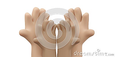 3D Rendering of bare hand concept of help support unity and teamwork. Cartoon Illustration