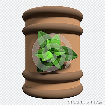 3d rendering barrel of bio fuel. Bio fuel barrel icon. Sustainable energy concept. 3d render illustration Cartoon Illustration